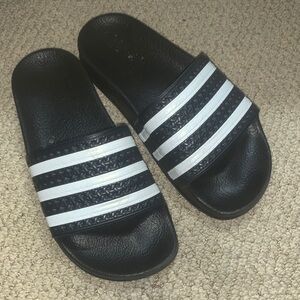 Adidas Black and White Slide Sandals size 4